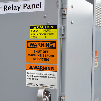 Adhesive Labels for electrical cabinets