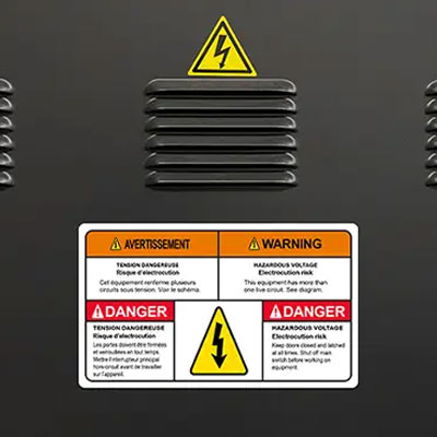 Adhesive Labels for electrical cabinets